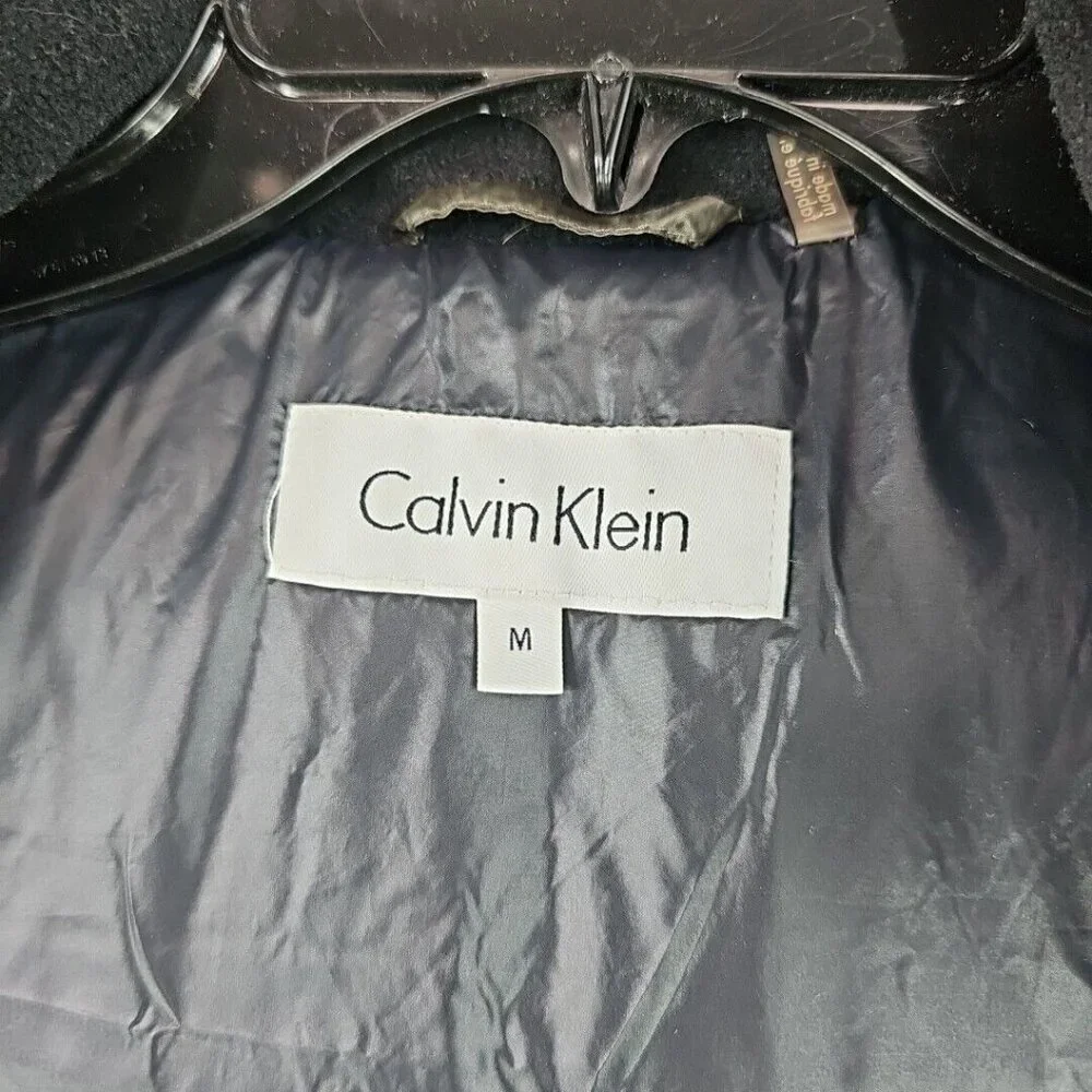 Calvin Klein Duck Down Puffer Jacket Womens Size M Brown Faux Fur Trim Hood - Picture 8 of 10